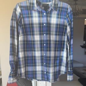 J Crew Blue and White Plaid Shirt